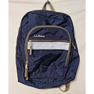 L‎ L Bean Blue Kids School Backpack Reflective Stripe Lightweight Daypack